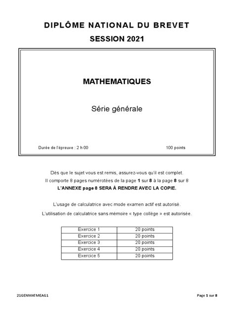 Correction Du Brevet De Maths 2021 le site du collège de Heiligenstein - Correction du Brevet Blanc math n°1 -  2021